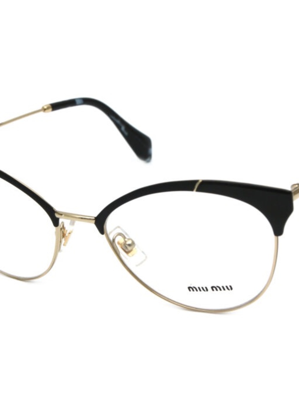 Miu Miu Black and Gold Cat-Eye Glasses